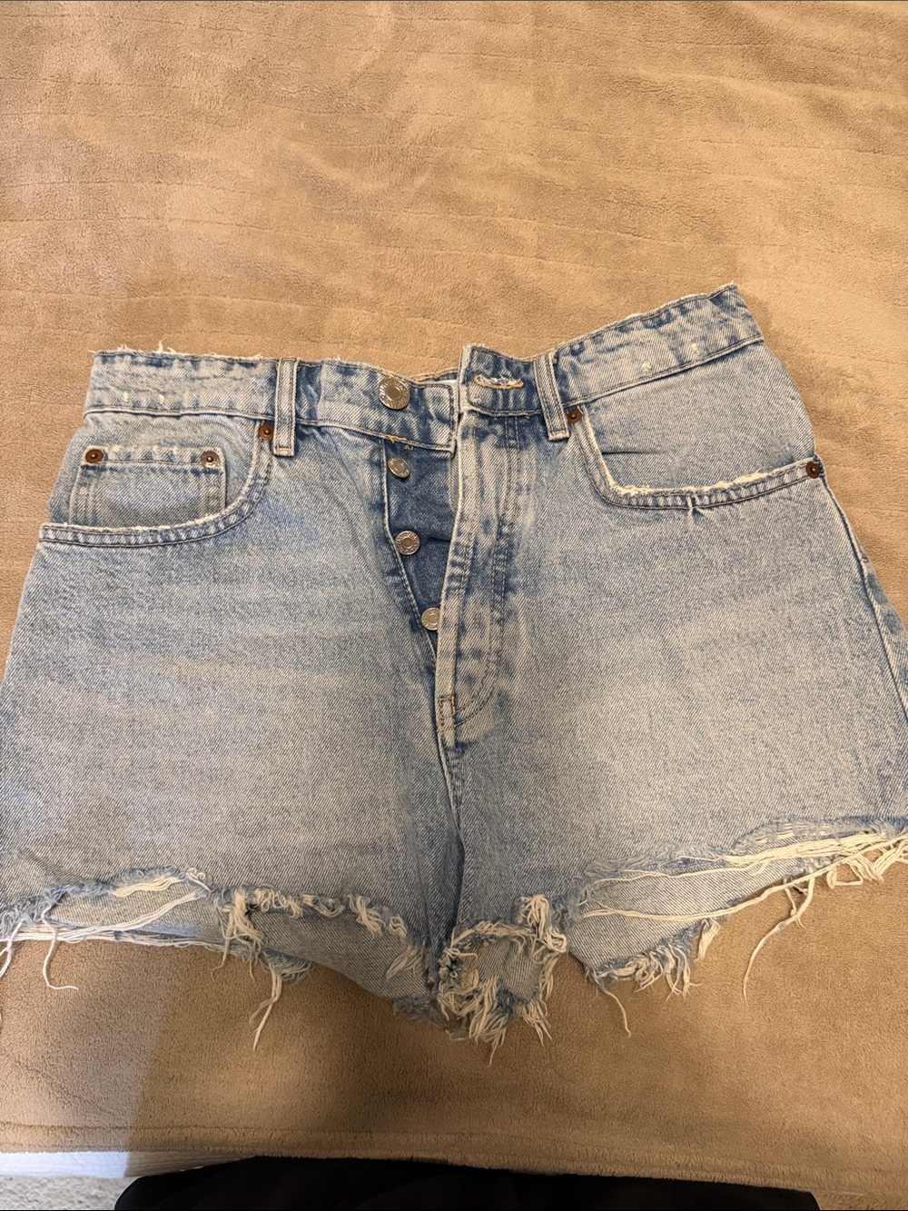 High-Rise Light Blue Denim Cutoff Shorts